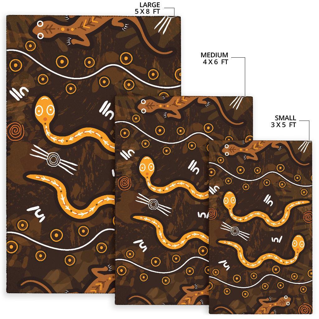 Aboriginal Area Rug - Indigenous Snake Hand Brown Color - Vibe Hoodie Shop