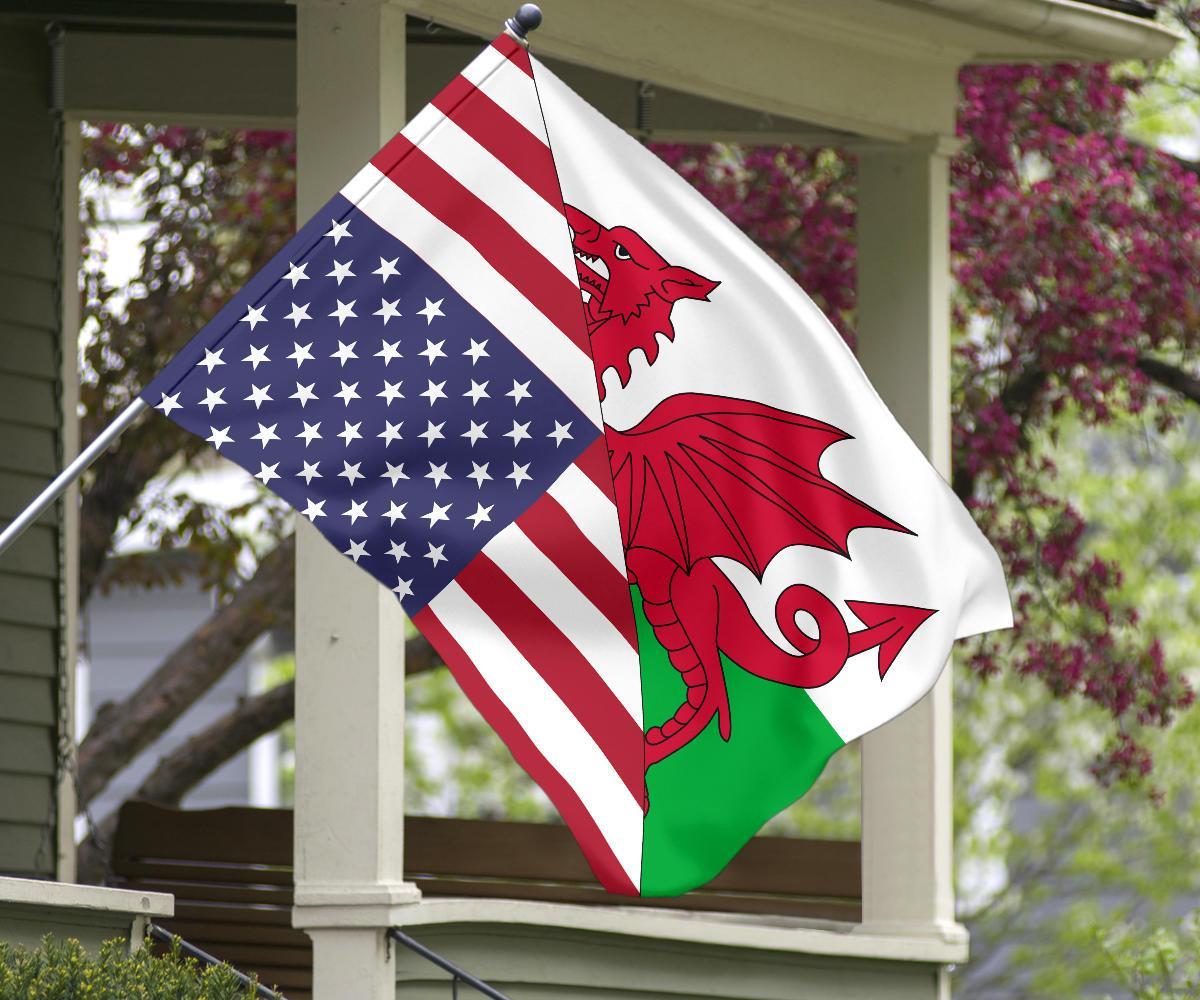 US Flag with Wales Flag - Vibe Hoodie Shop