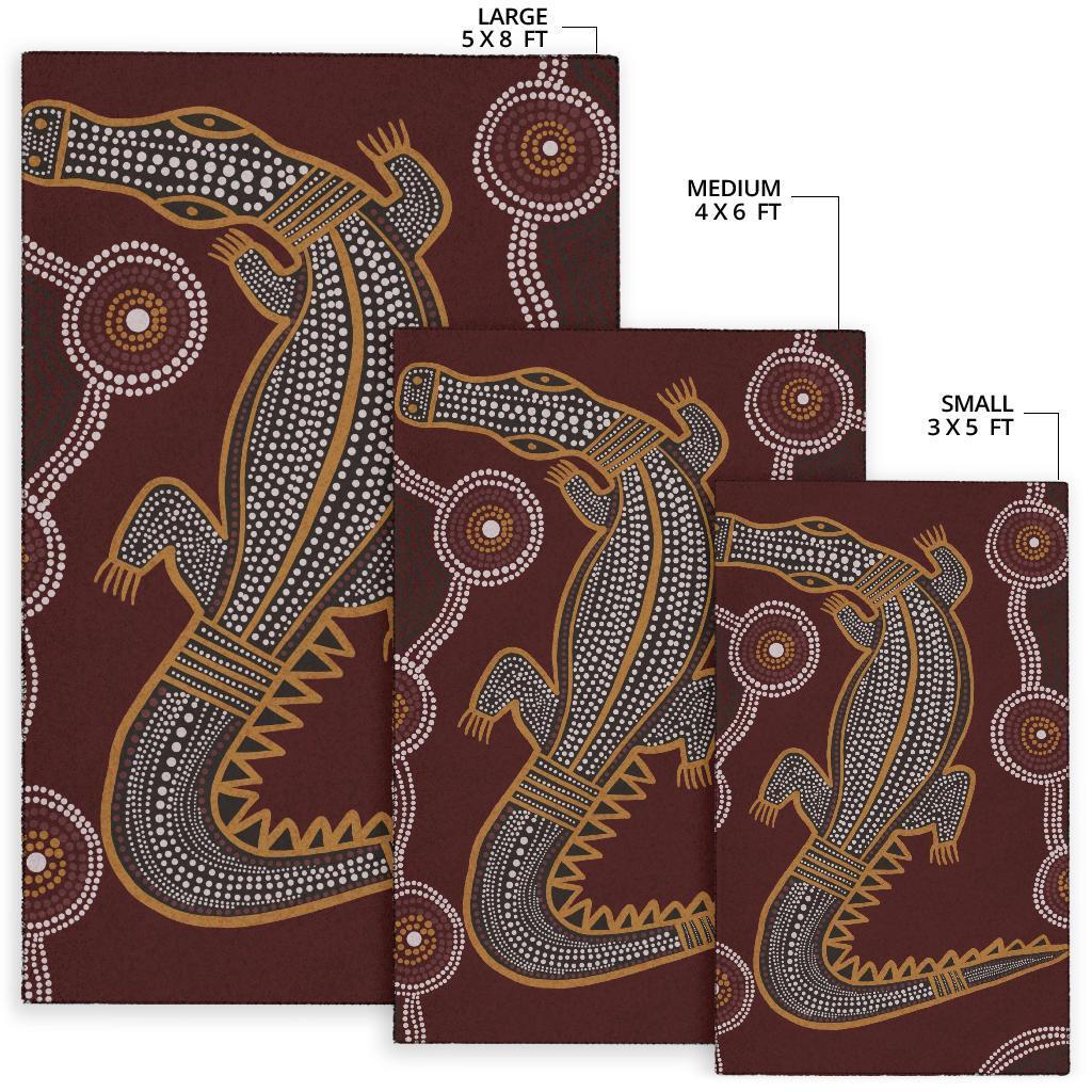 Aboriginal Area Rug - Indigenous Crocodile Brown Color - Vibe Hoodie Shop