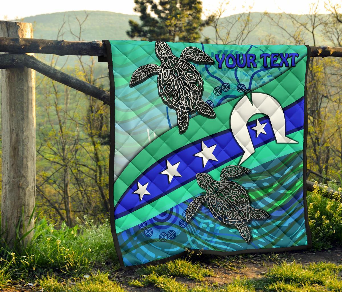 Personalised Premium Quilt - Torres Strait Flag And Turtle - Vibe Hoodie Shop