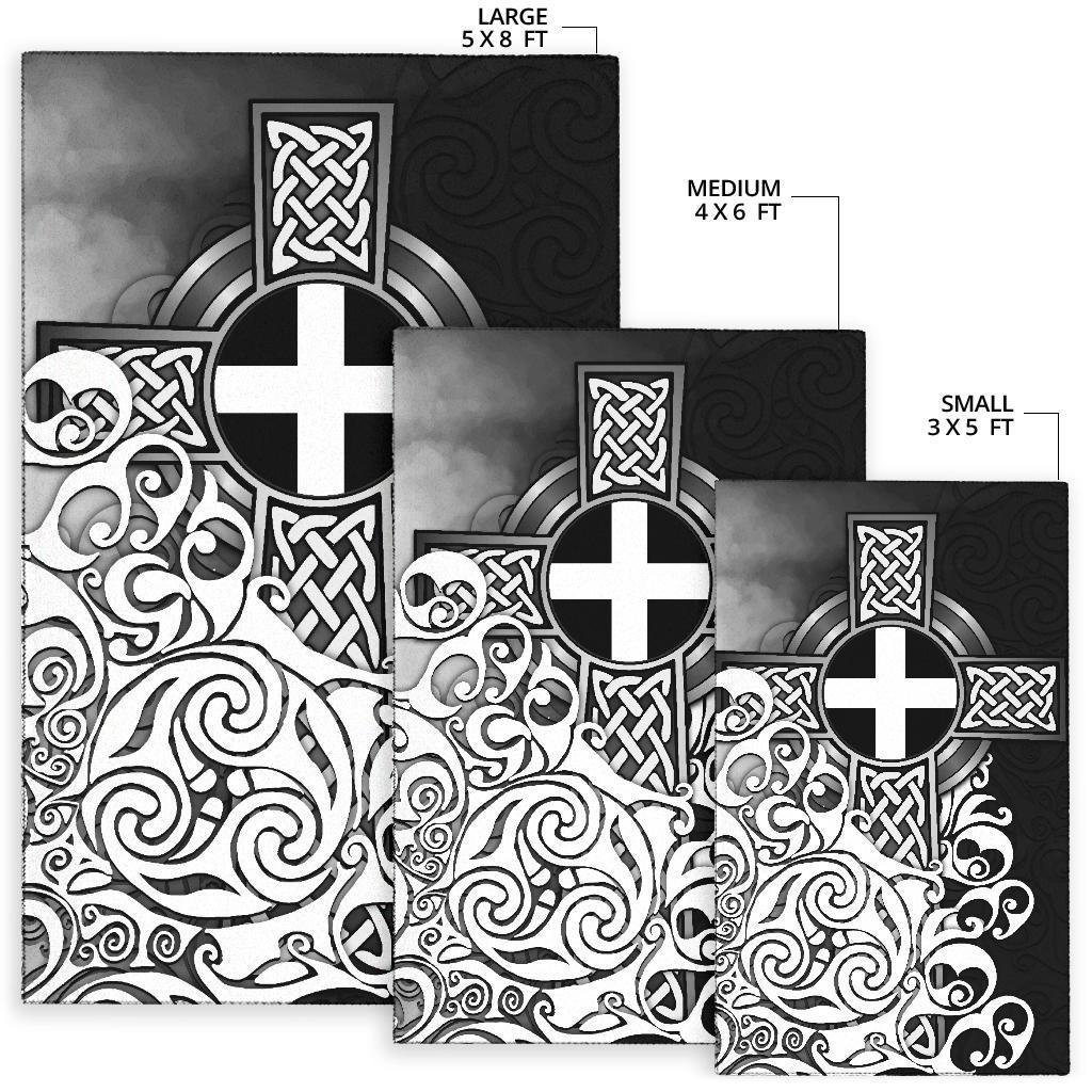 Cornwall Area Rug - Cornish Flag With Celtic Cross - Vibe Hoodie Shop