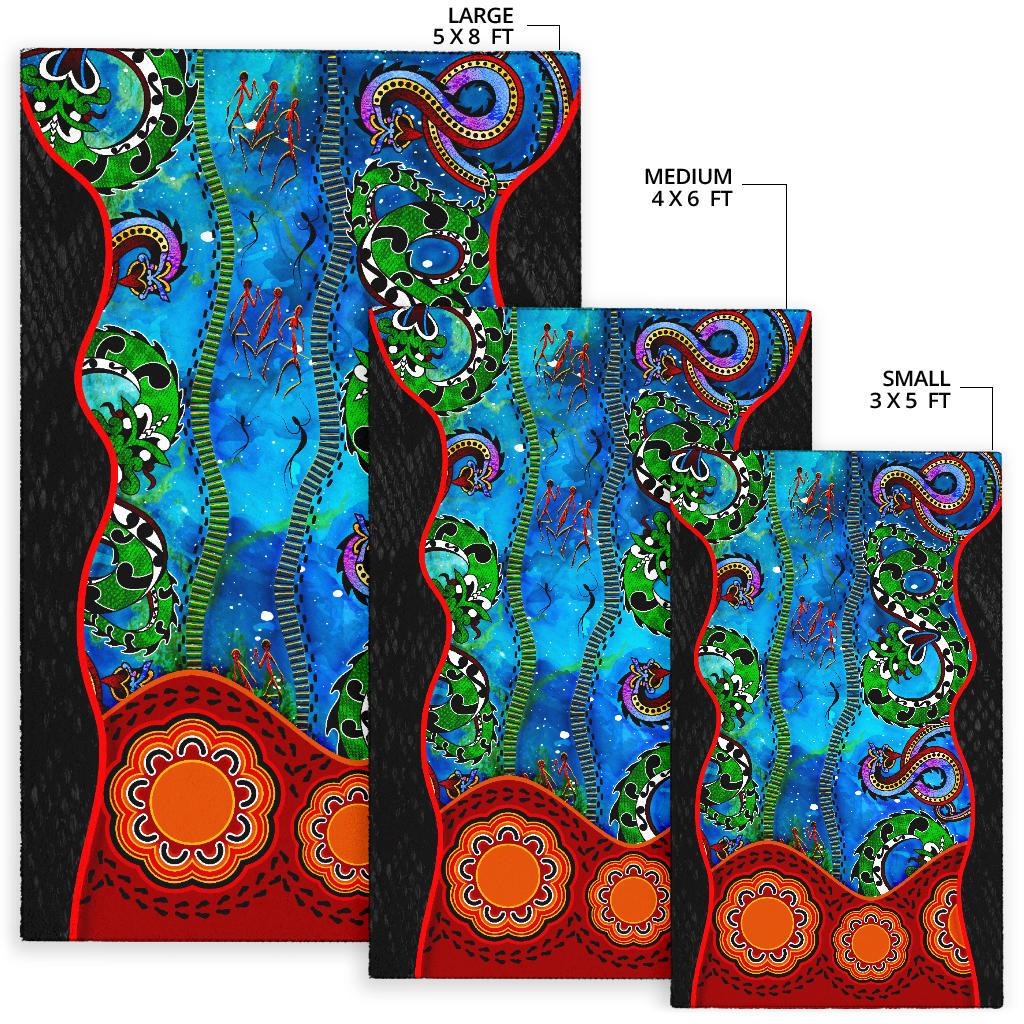 Aboriginal Area Rug - Aussie Indigenous Patterns Blue - Vibe Hoodie Shop