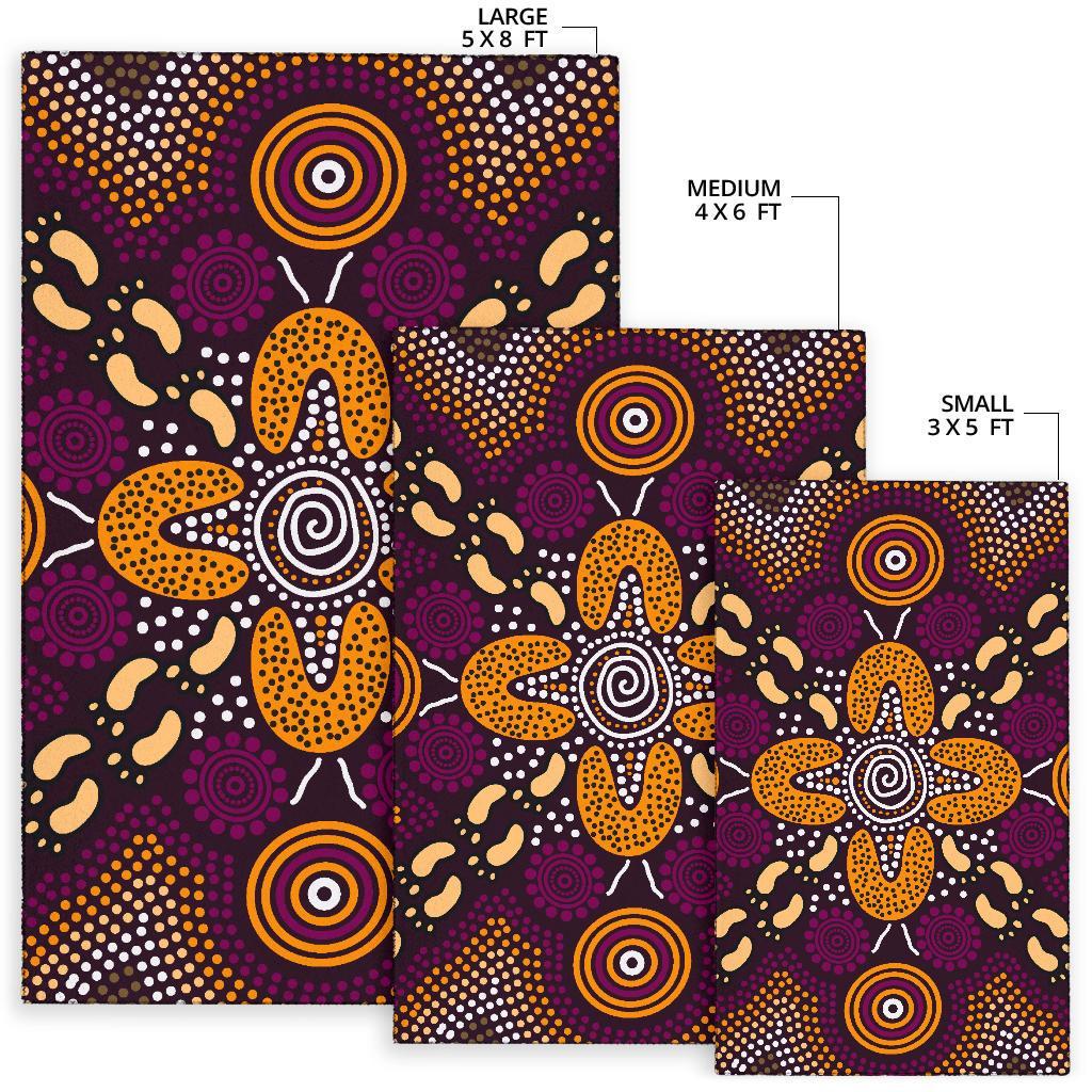 Aboriginal Area Rug - Flowers Dot Panting Art - Vibe Hoodie Shop