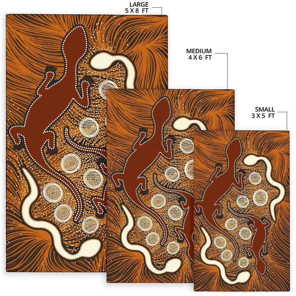 Aboriginal Area Rug - Indigenous Brown Lizard and White Snake - Vibe Hoodie Shop