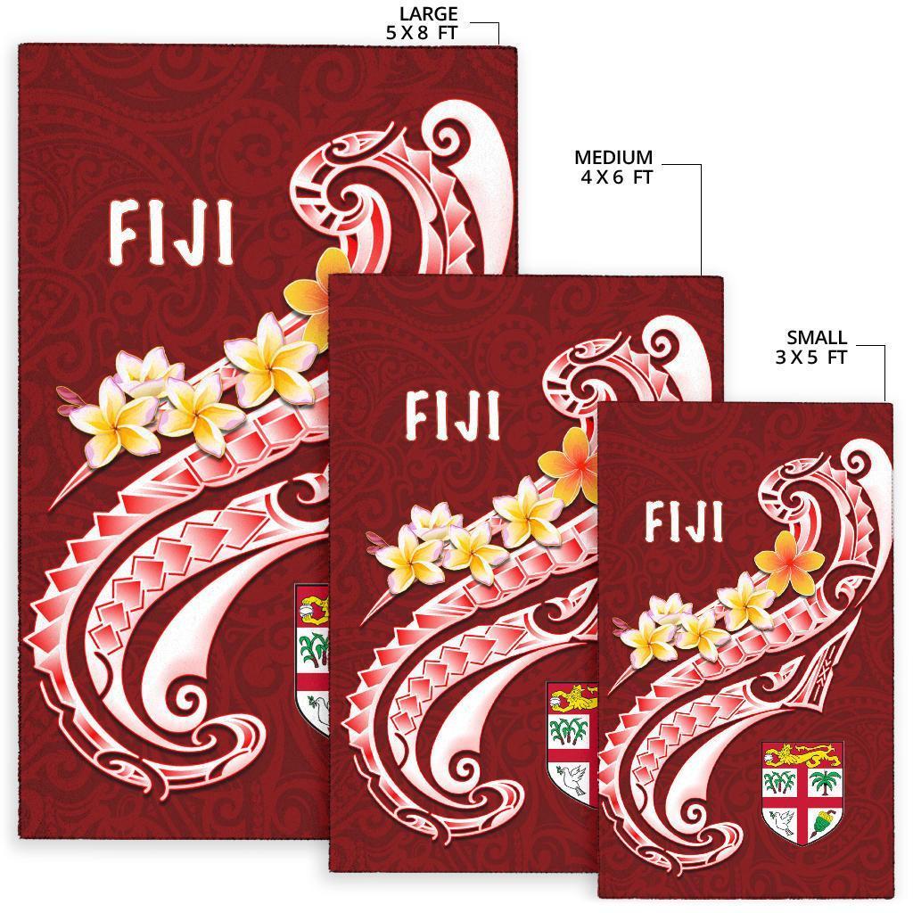 Fiji Area Rug - Fiji Seal Polynesian Patterns Plumeria (Red) - Vibe Hoodie Shop