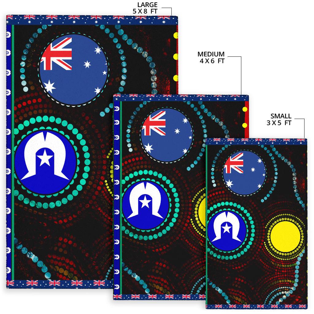 Area Rug - Aboriginal Dot Patterns and Flag - Vibe Hoodie Shop