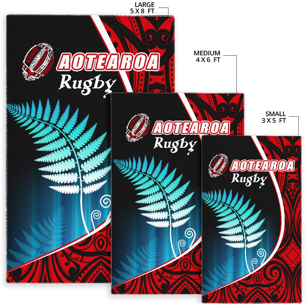 Aotearoa Rugby Black Maori Area Rug Kiwi and Silver Fern New Zealand - Vibe Hoodie Shop