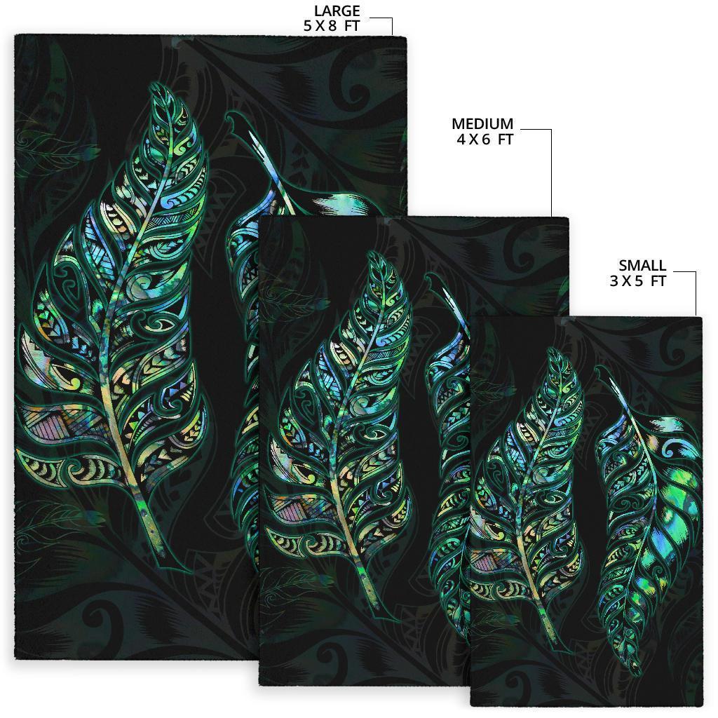 New Zealand Silver Fern Couple Area Rug Paua Shell - Vibe Hoodie Shop