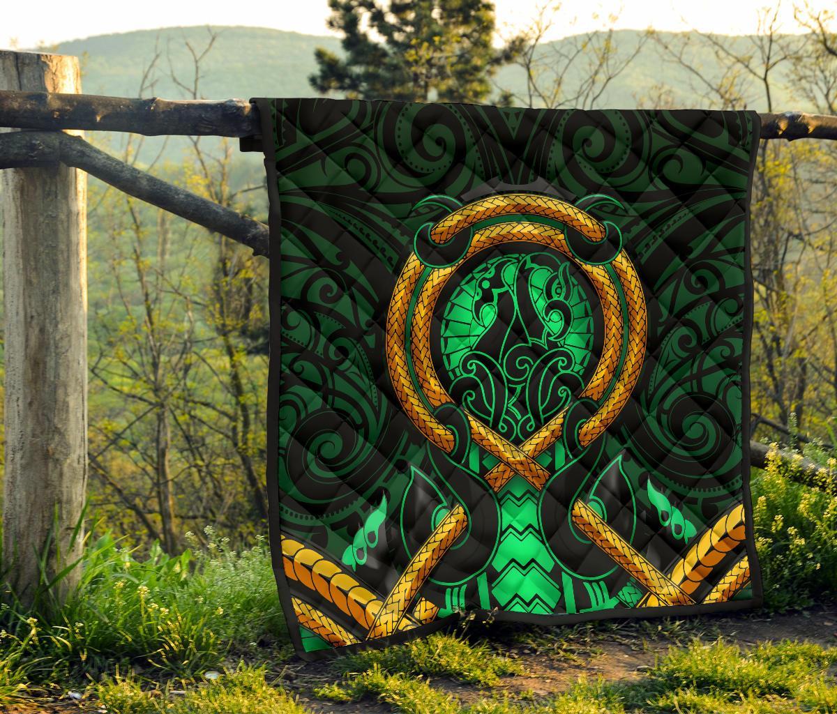 Maori New Zealand Premium Quilt Manaia Green - Vibe Hoodie Shop