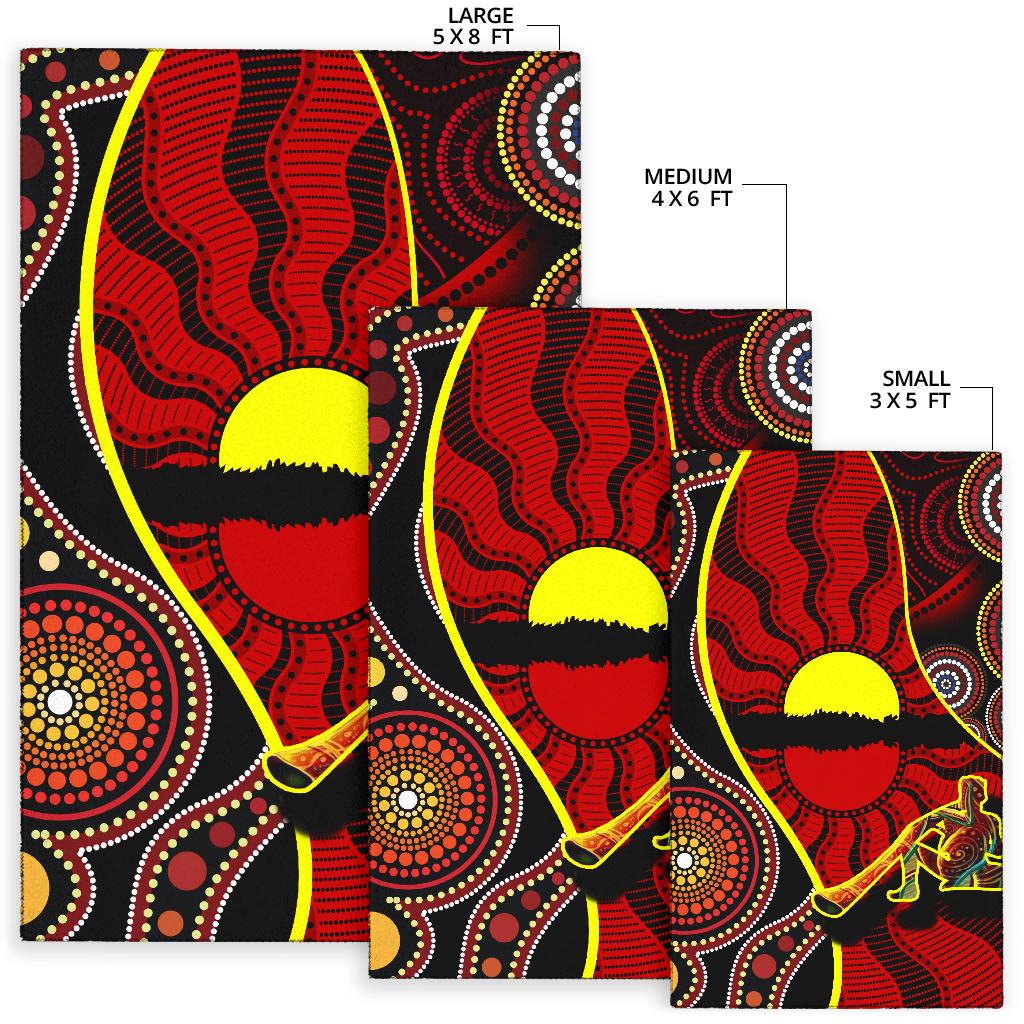 Area Rug - Australia Aboriginal Dots With Didgeridoo - Vibe Hoodie Shop