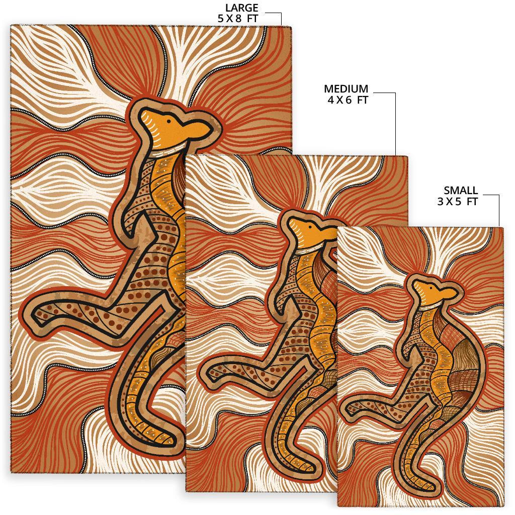 Aboriginal Area Rug - Indigenous Kangaroo Vintage Stye - Vibe Hoodie Shop