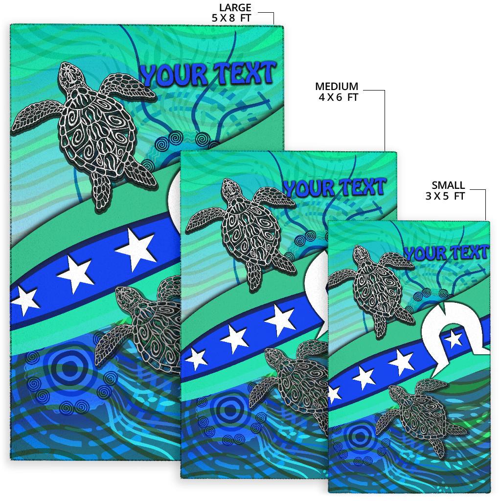 Personalised Area Rug - Torres Strait Flag And Turtle - Vibe Hoodie Shop