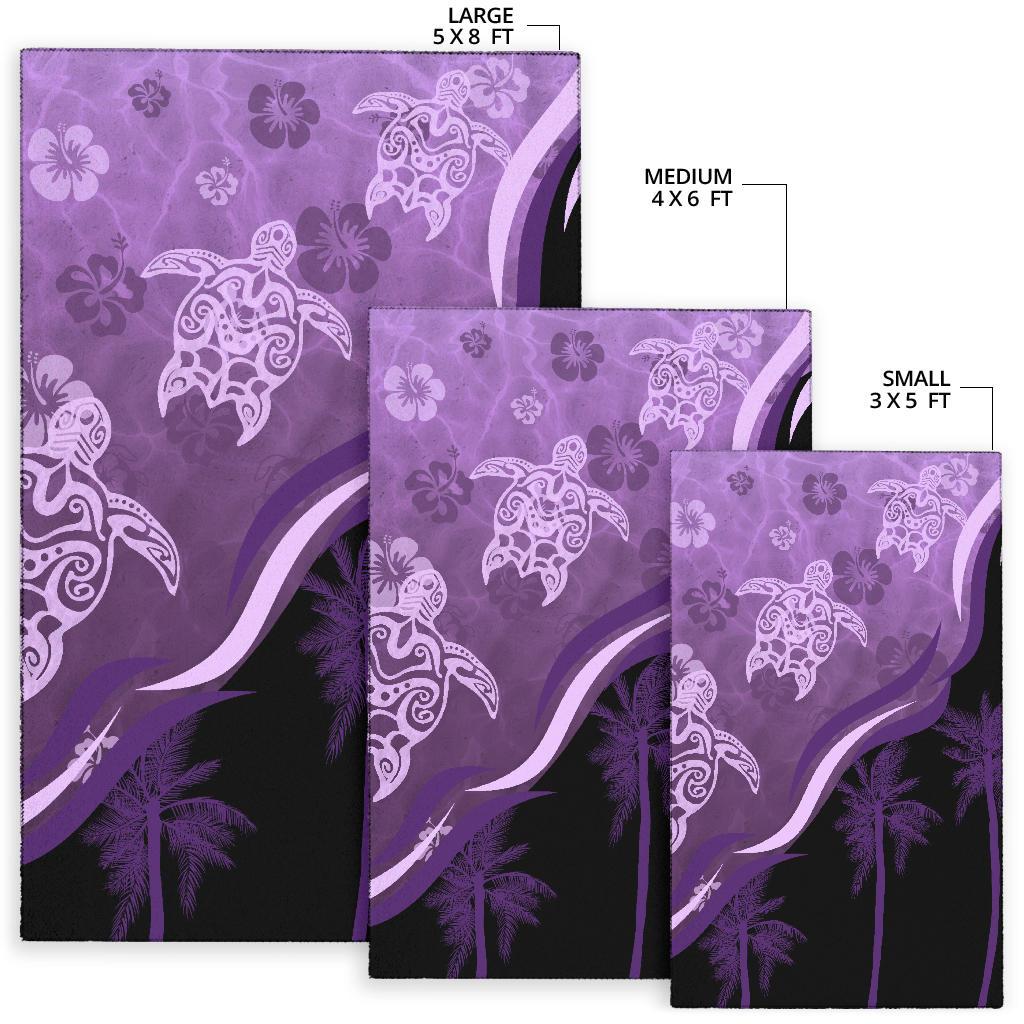 Purple Turtle Hibiscus Area Rug - Vibe Hoodie Shop