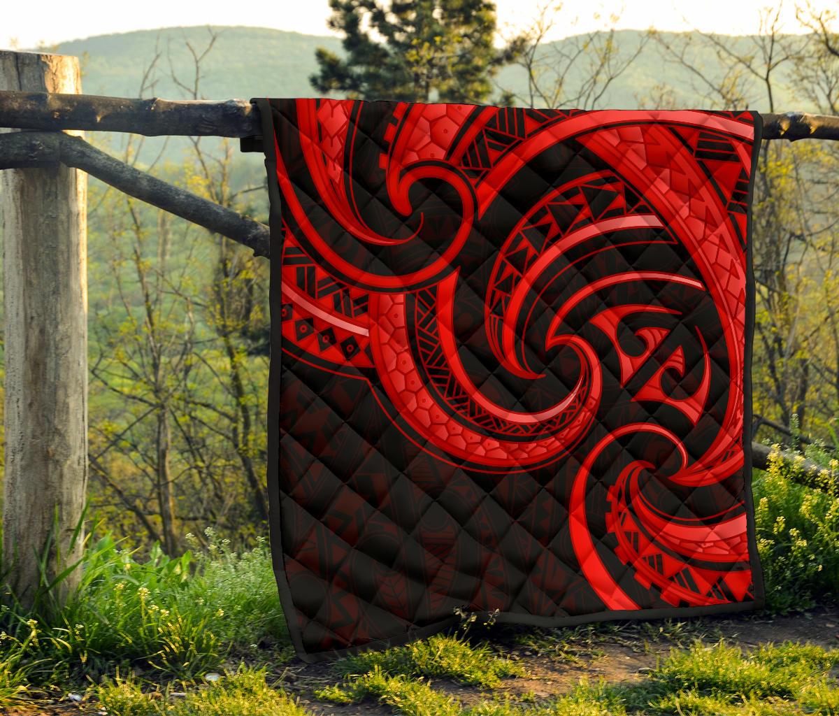 New Zealand Maori Mangopare Premium Quilt Polynesian - Red - Vibe Hoodie Shop