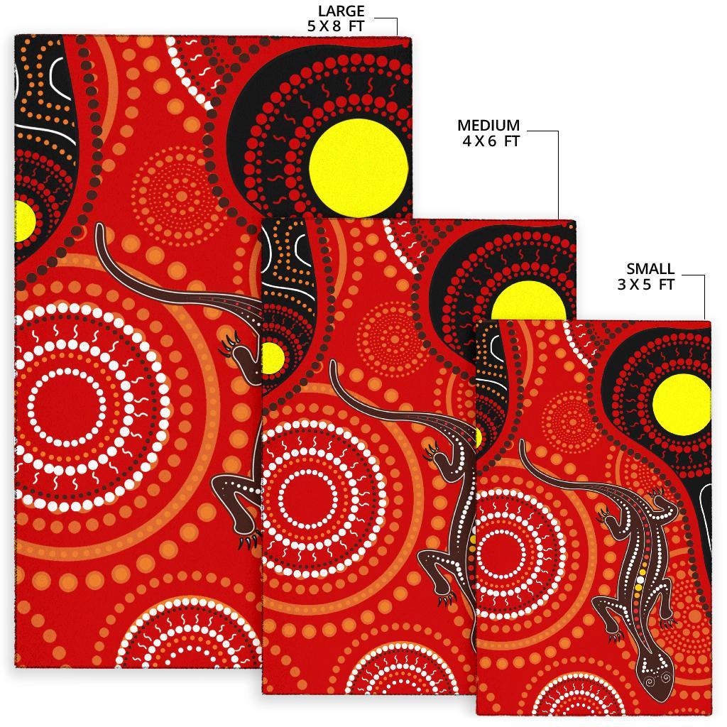 Aboriginal Area Rug - Australia Lizard Dot Painting Art - Vibe Hoodie Shop