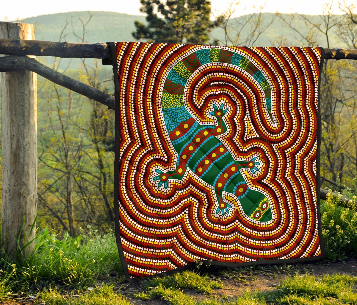 Premium Quilts - Lizard Coverlets Aboriginal Dot Painting - Vibe Hoodie Shop