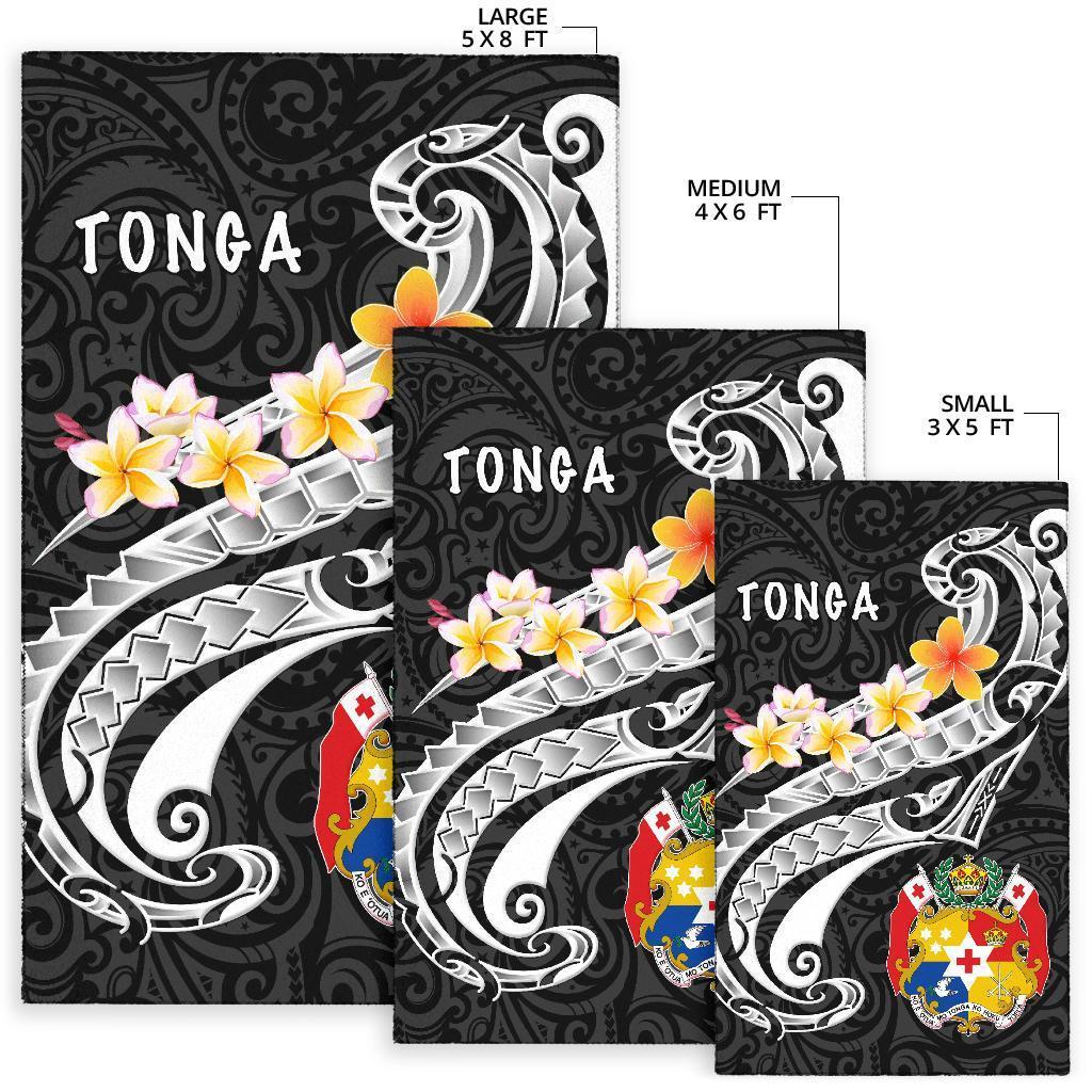 Tonga Area Rug - Tonga Seal Polynesian Patterns Plumeria (Black) - Vibe Hoodie Shop