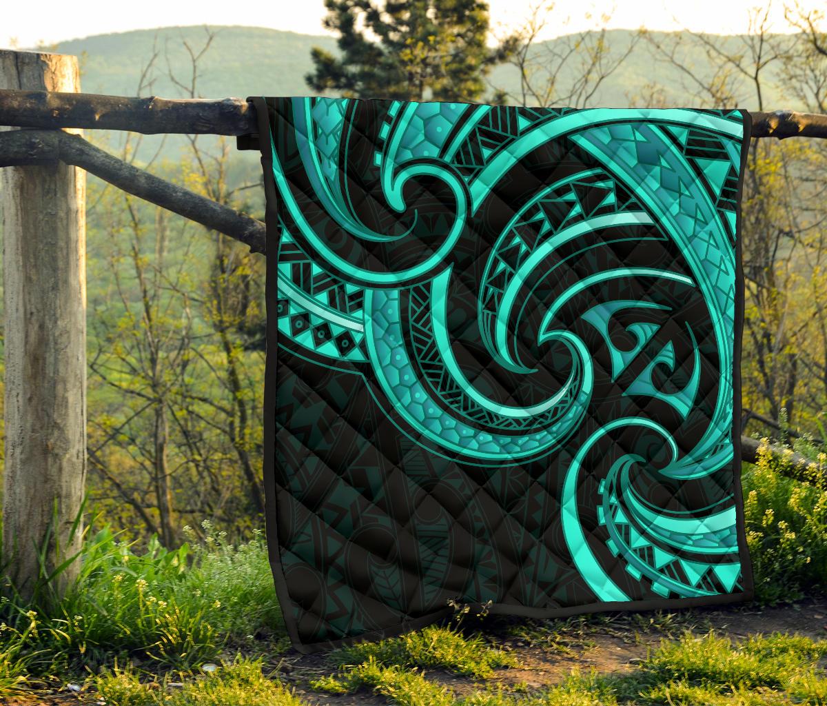 New Zealand Maori Mangopare Premium Quilt Polynesian - Turquoise - Vibe Hoodie Shop