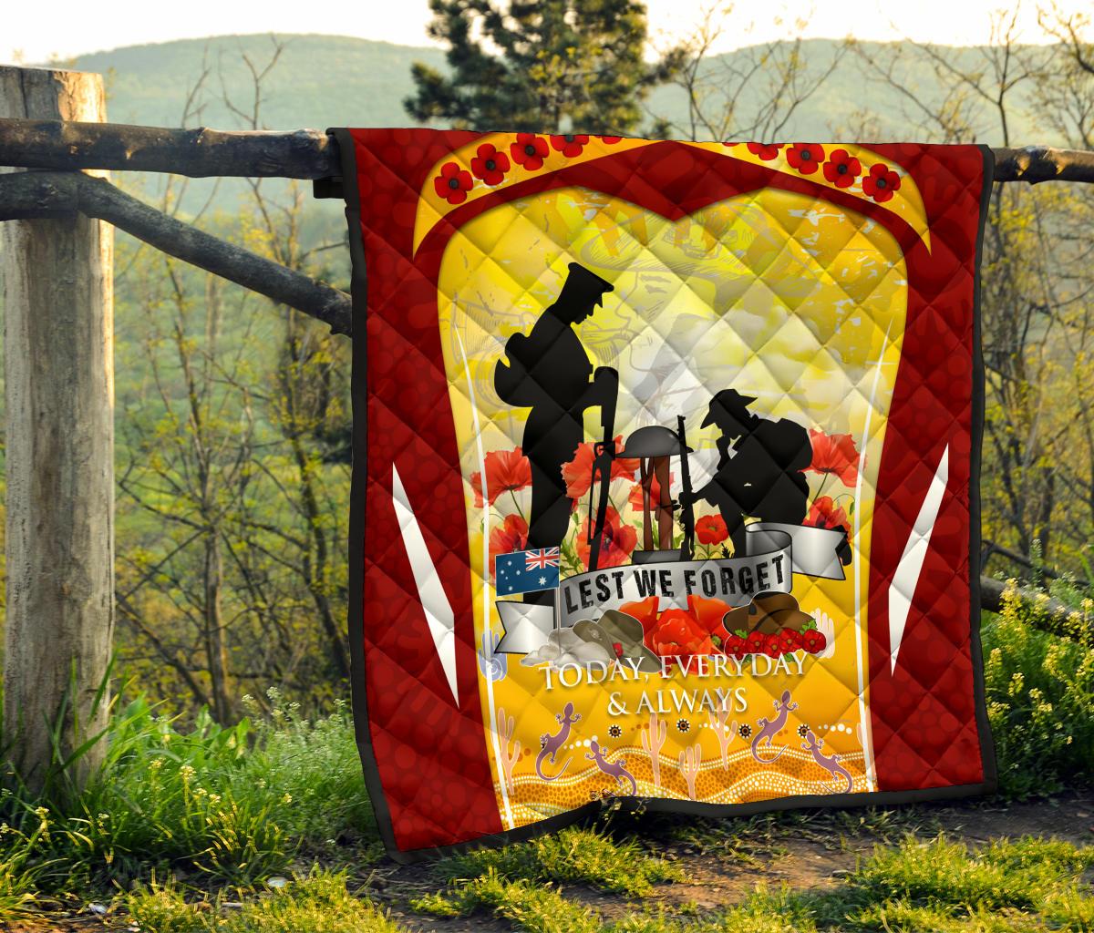 ANZAC Premium Quilt - Lest We Forget Aboriginal Version - Vibe Hoodie Shop