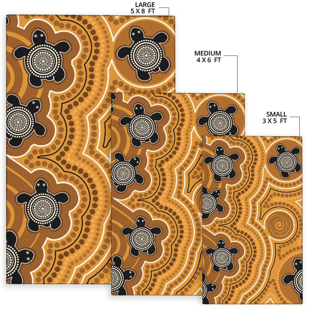 Aboriginal Area Rug - Indigenous Turtle Gold Version - Vibe Hoodie Shop