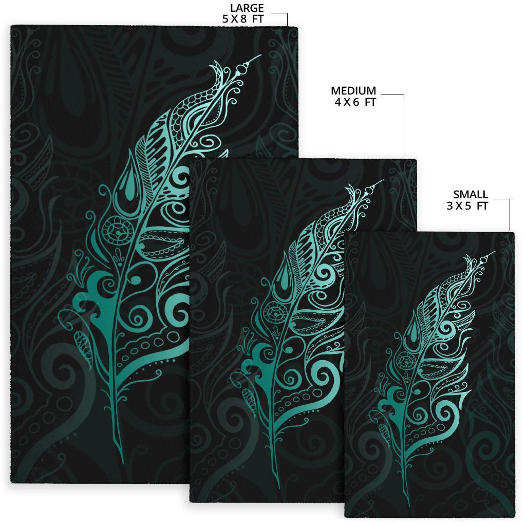 Light Silver Fern Area Rug, Turquoise - Vibe Hoodie Shop