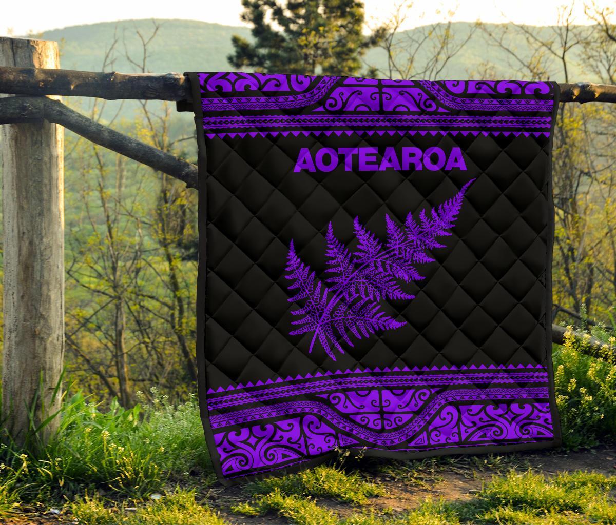 Aotearoa New Zealand Maori Premium Quilt Silver Fern - Purple - Vibe Hoodie Shop