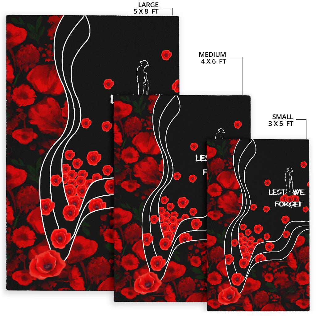 ANZAC Lest We Forget Area Rug - Poppy Flowers - Vibe Hoodie Shop