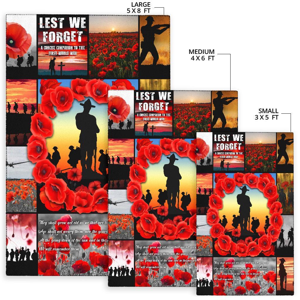 ANZAC Area Rug - Always Remember Australia's Soldiers - Vibe Hoodie Shop