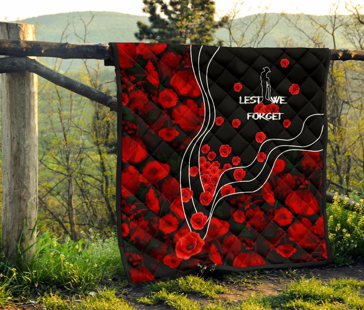 ANZAC Lest We Forget Premium Quilt - Poppy Flowers - Vibe Hoodie Shop