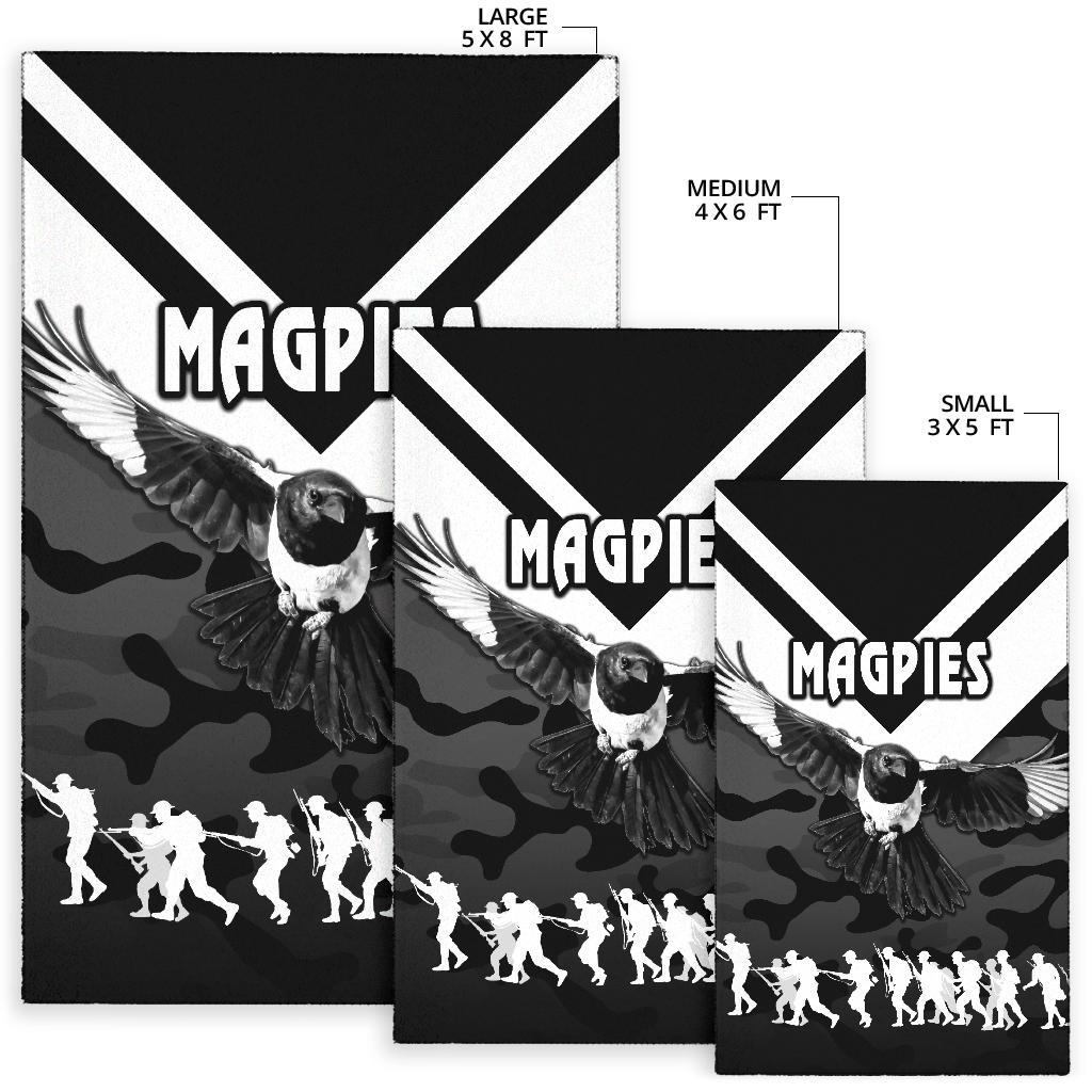 Western Suburbs Magpies Area Rug ANZAC Vibes - Black - Vibe Hoodie Shop