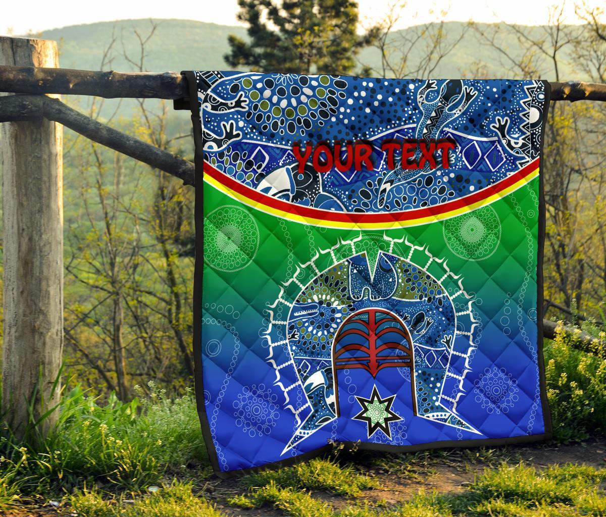 Personalised Premium Quilt - Torres Strait Symbol With Aboriginal Patterns - Vibe Hoodie Shop