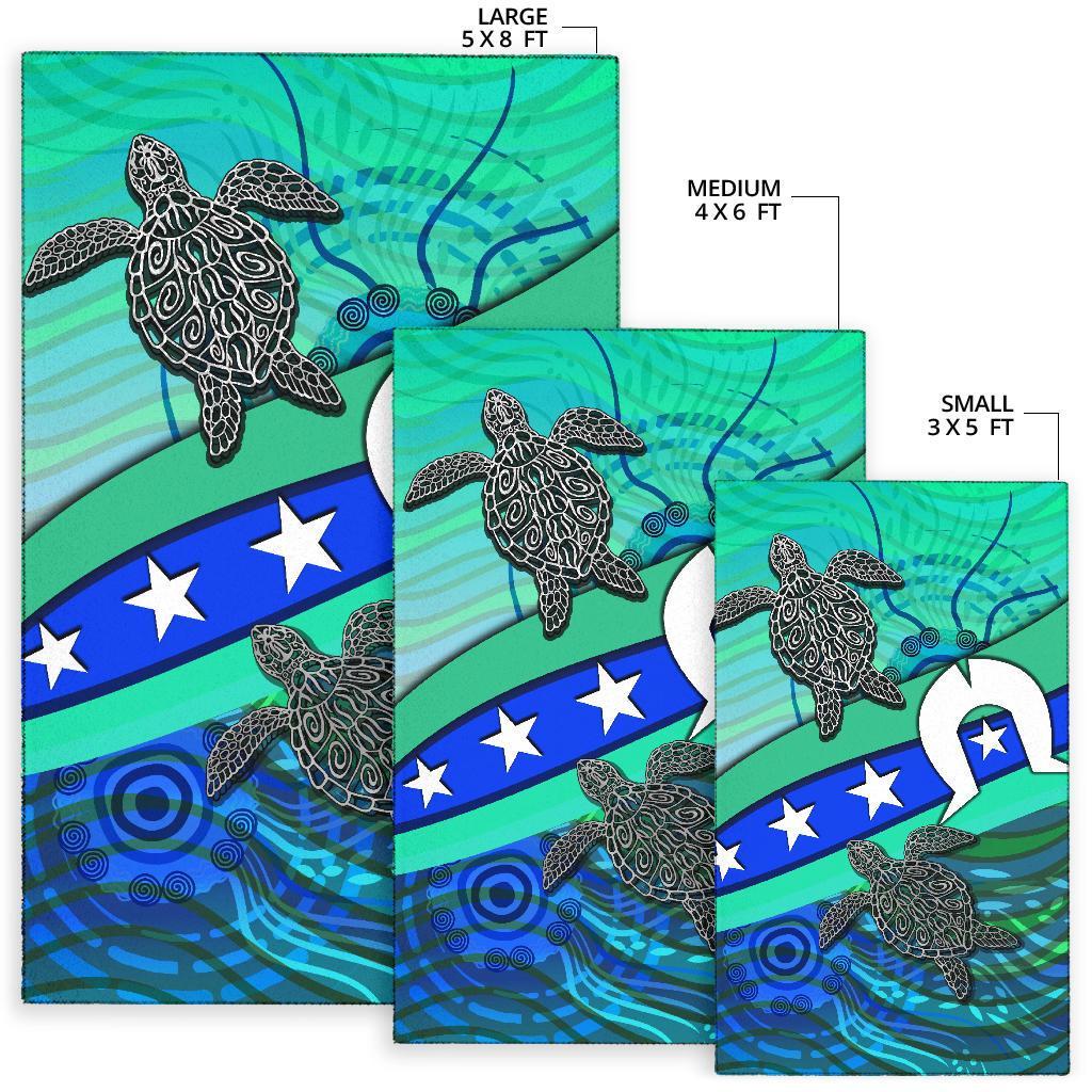 Area Rug - Torres Strait Flag And Turtle - Vibe Hoodie Shop