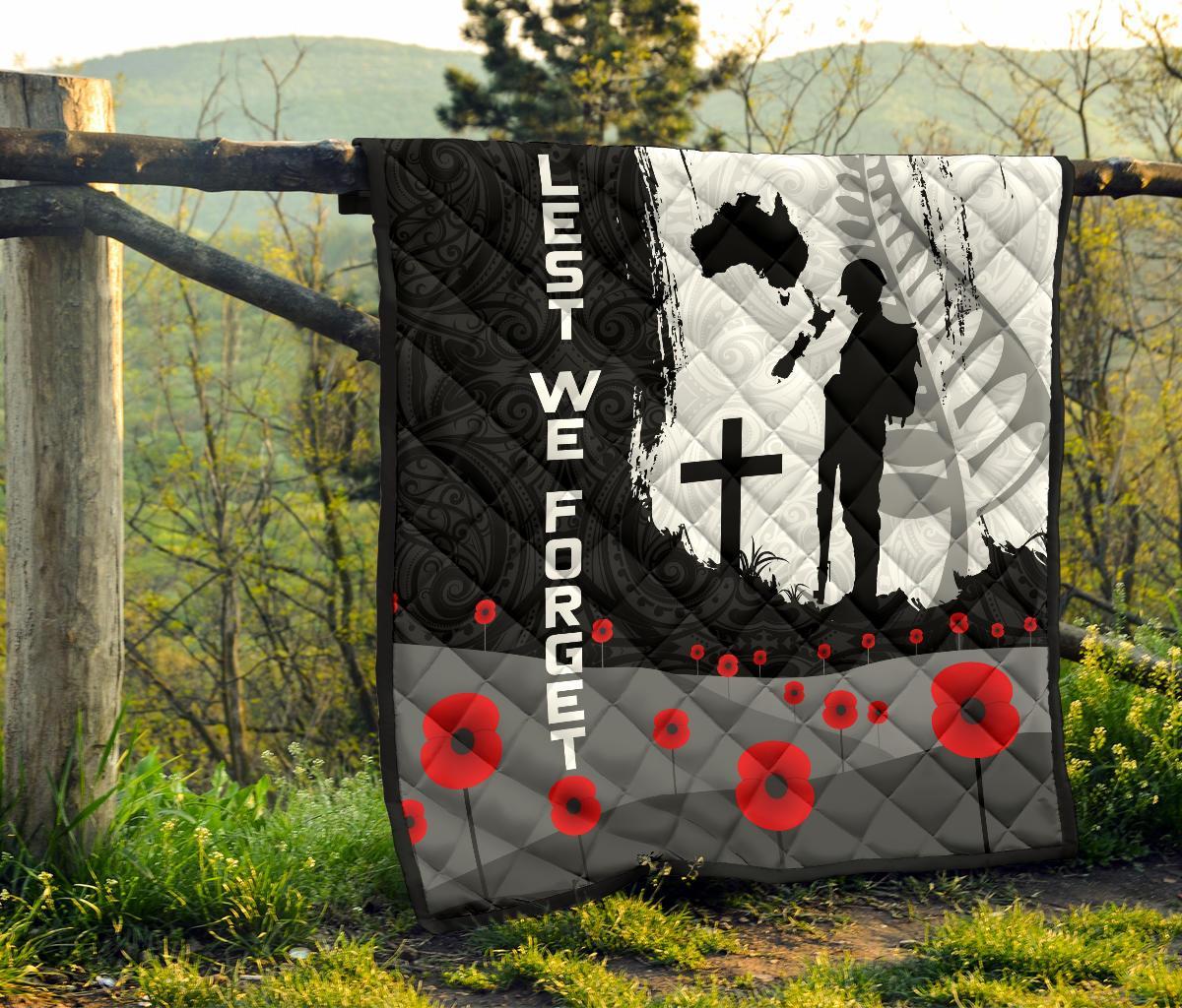 ANZAC Day Premium Quilt, New Zealand Australia Lest We Forget - Vibe Hoodie Shop