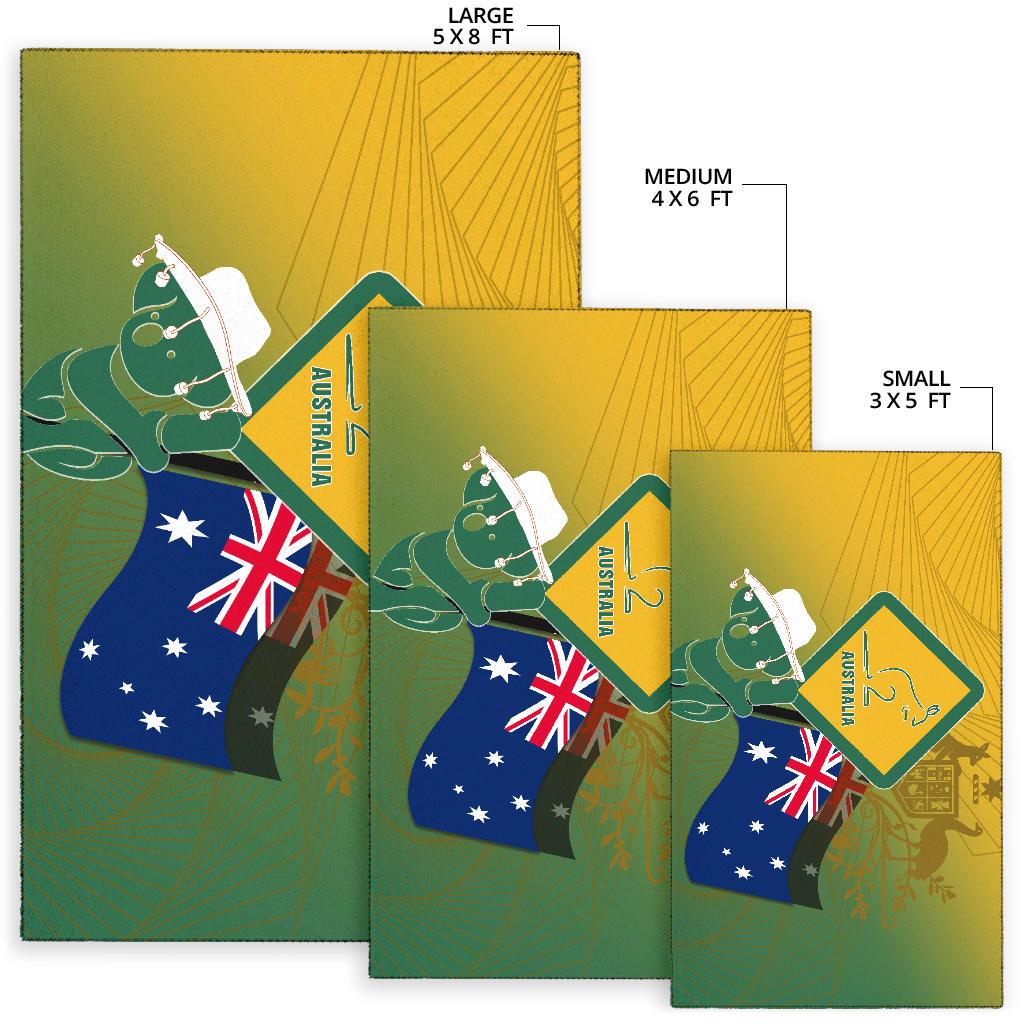 Area Rug - Aus Flag and Coat Of Arms Rug Kangaroo and Koala Sign - Vibe Hoodie Shop