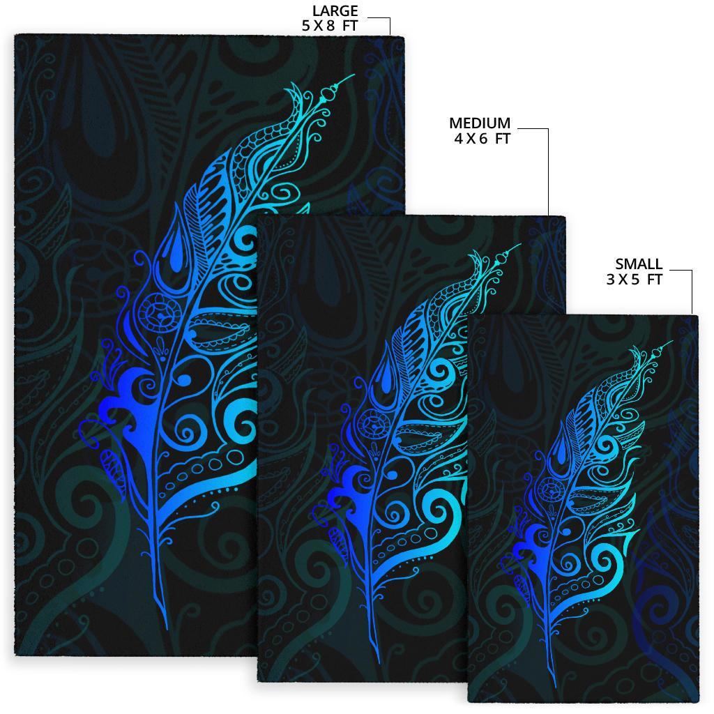 Light Silver Fern Area Rug, Blue - Vibe Hoodie Shop