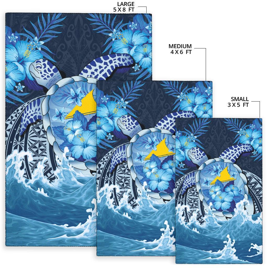 Tokelau Polynesian Sea Turtle Hibiscus Area Rug - Vibe Hoodie Shop