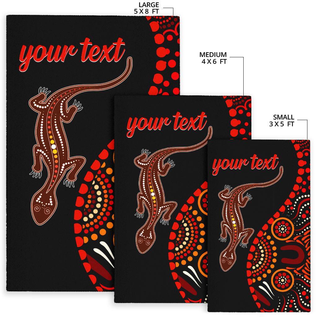 Aboriginal Personalised Area Rug - Aboriginal Lizard With Dot Painting Pattern - Vibe Hoodie Shop