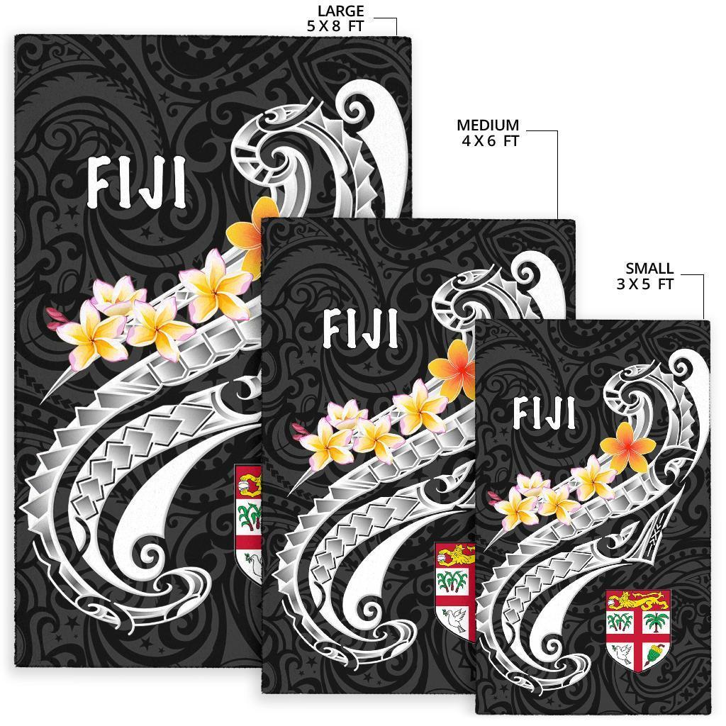 Fiji Area Rug - Fiji Seal Polynesian Patterns Plumeria (Black) - Vibe Hoodie Shop