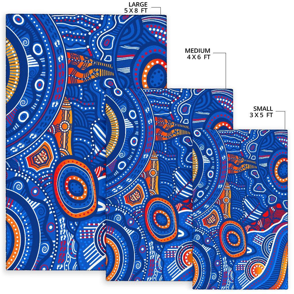 Aboriginal Area Rug - Indigenous Footprint Patterns Blue Color - Vibe Hoodie Shop