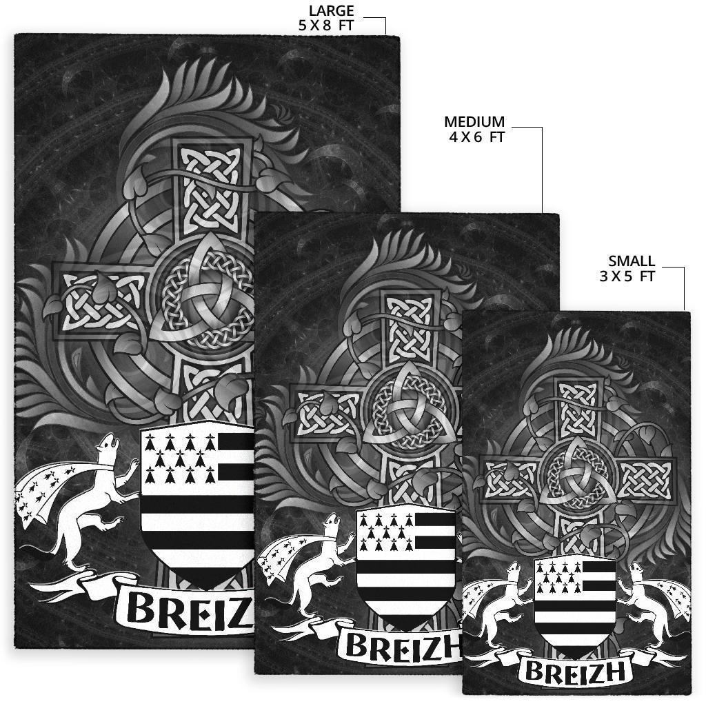 Celtic Area Rug - Brittany Flag With Celtic Cross - Vibe Hoodie Shop