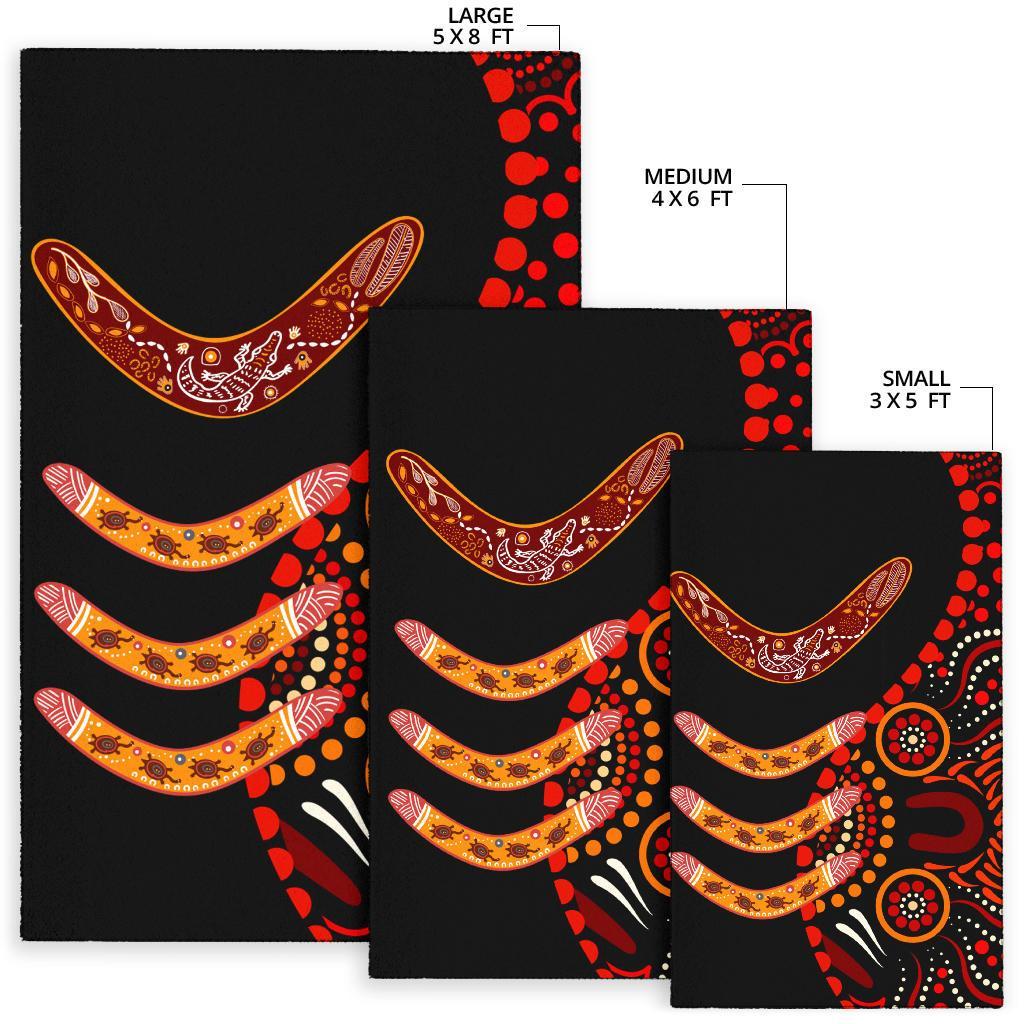 Aboriginal Area Rug - Aboriginal Boomerangs With Dot Painting Pattern - Vibe Hoodie Shop