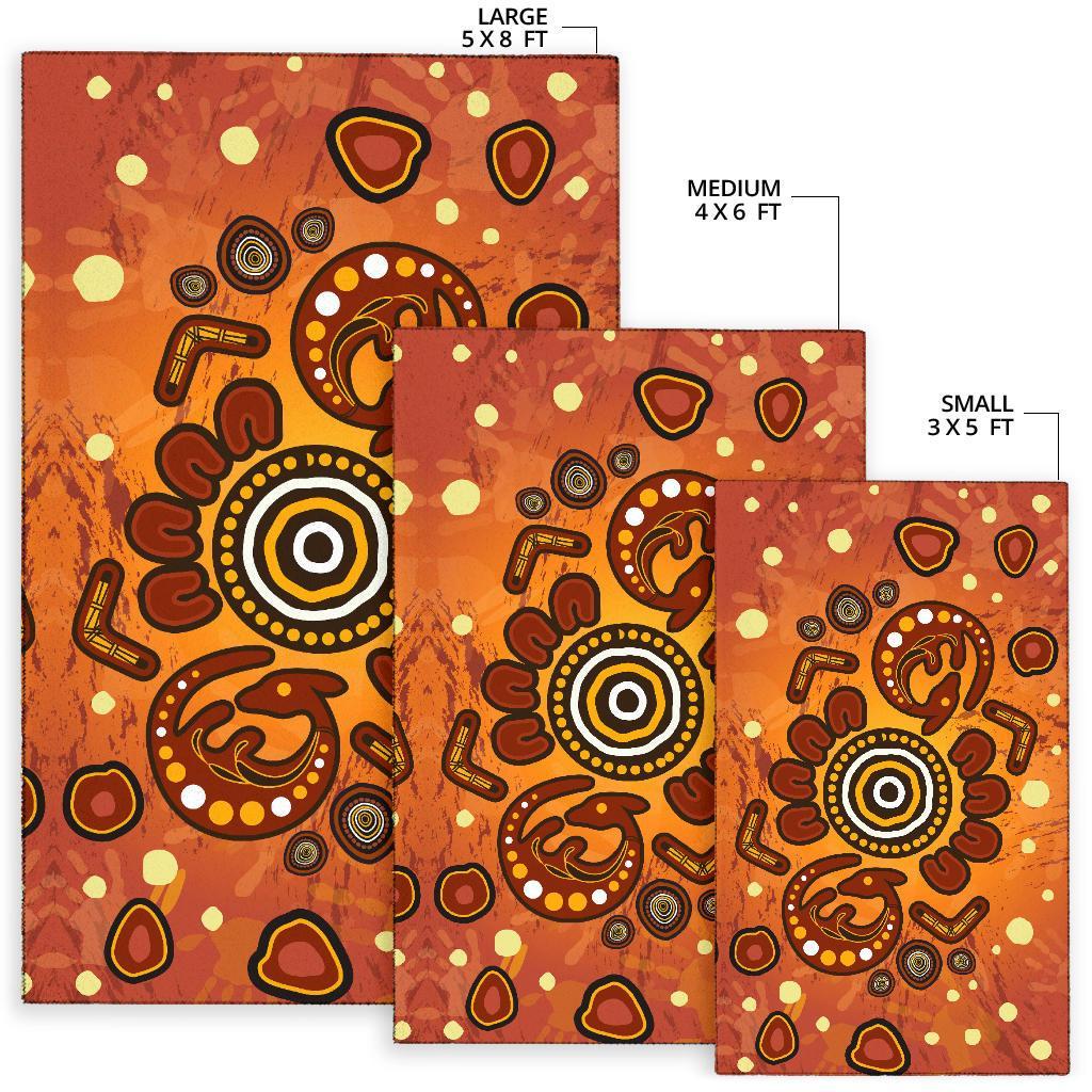 Aboriginal Area Rug - Baby Kangaroo And Dot Painting Patterns - Vibe Hoodie Shop