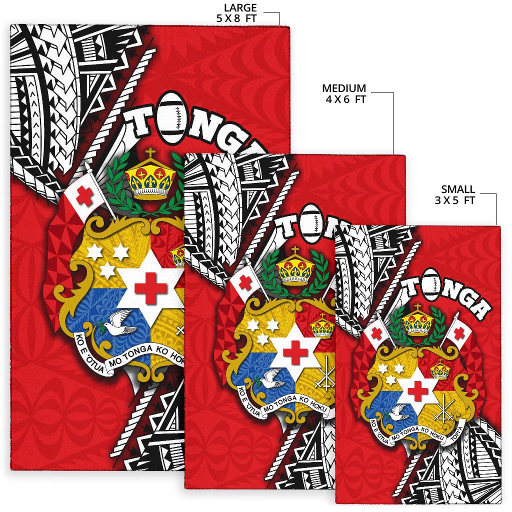 Tonga Rugby Area Rug Polynesian Style Pinwheel - Vibe Hoodie Shop