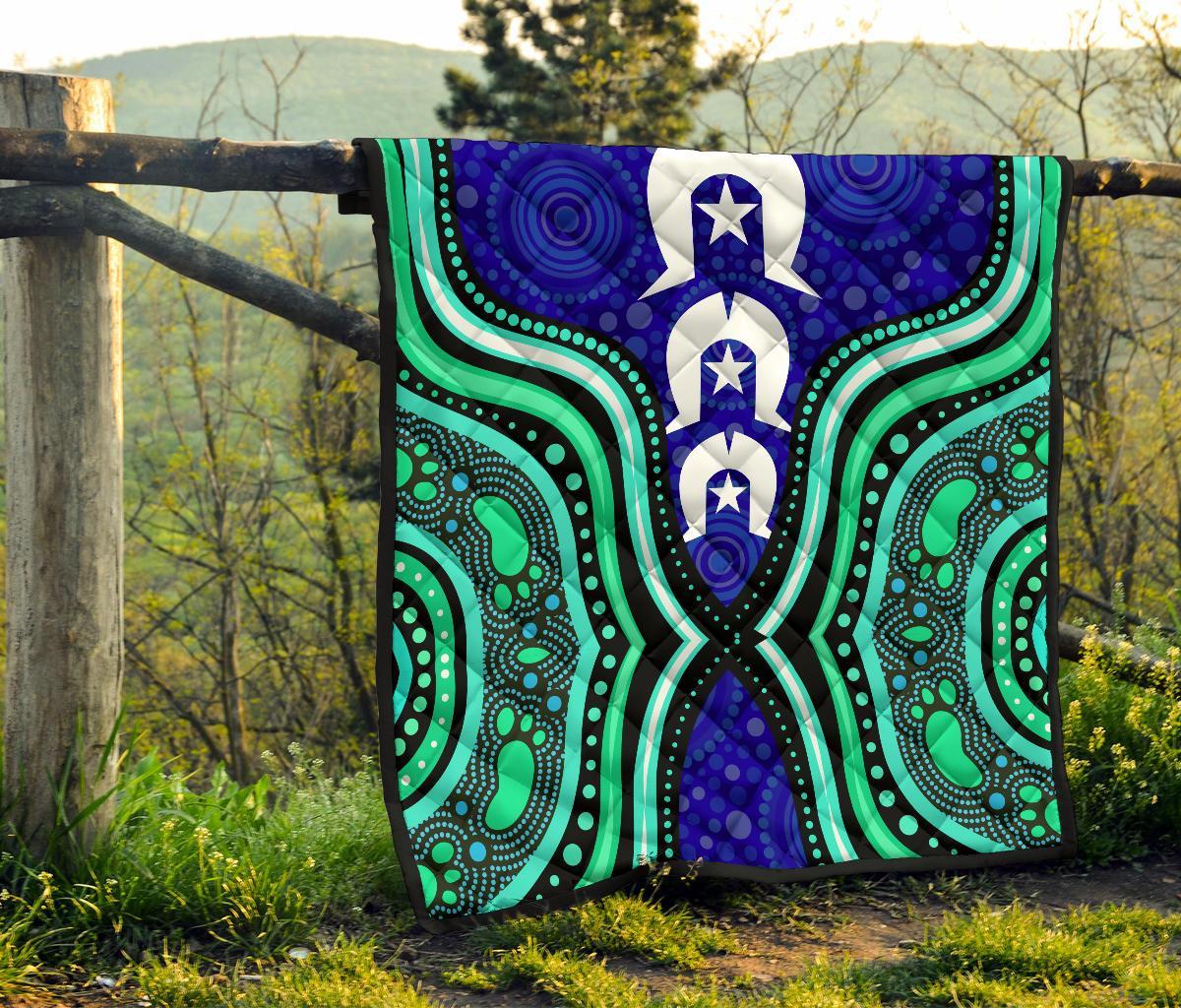 Torres Strait Premium Quilt - Torres Strait Symbol And Aboriginal Patterns - Vibe Hoodie Shop