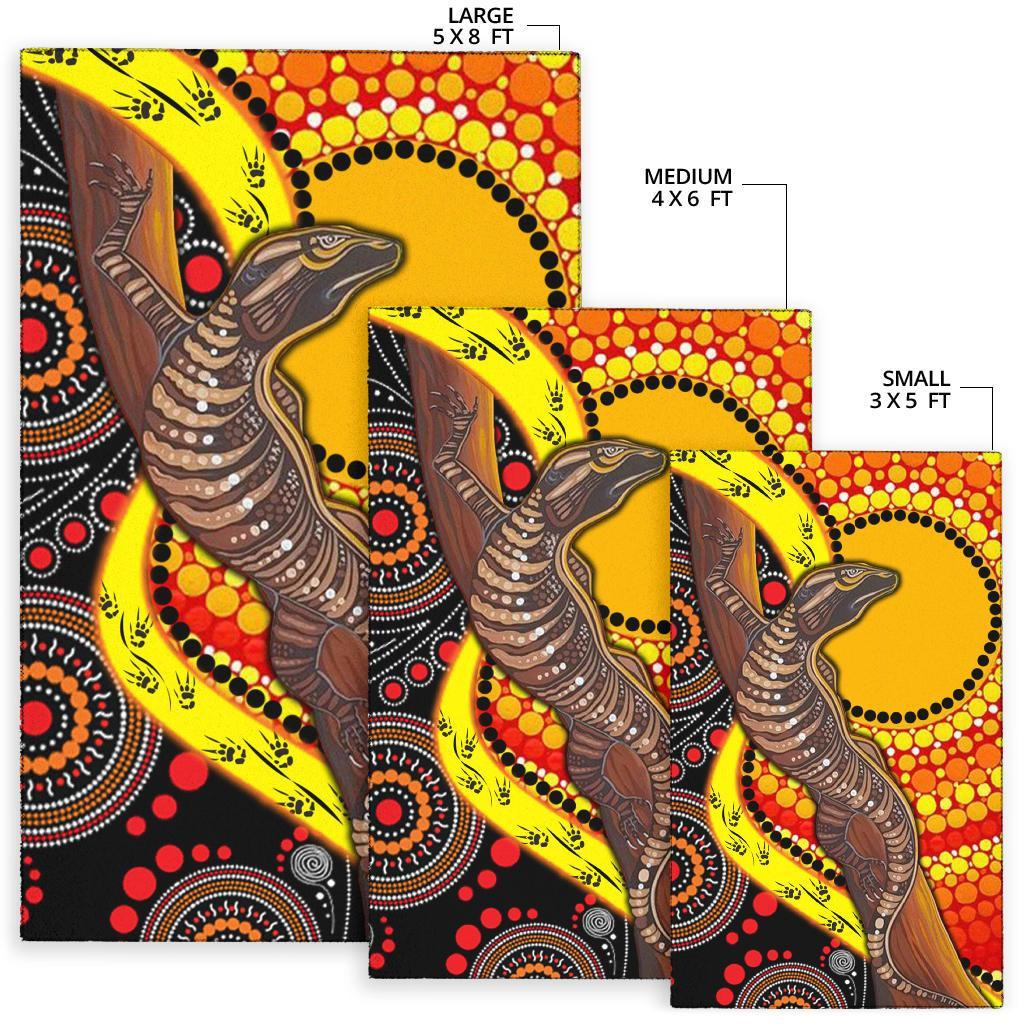 Area Rug - Australian Aboriginal Dot Painting Sun and Lizard - Vibe Hoodie Shop