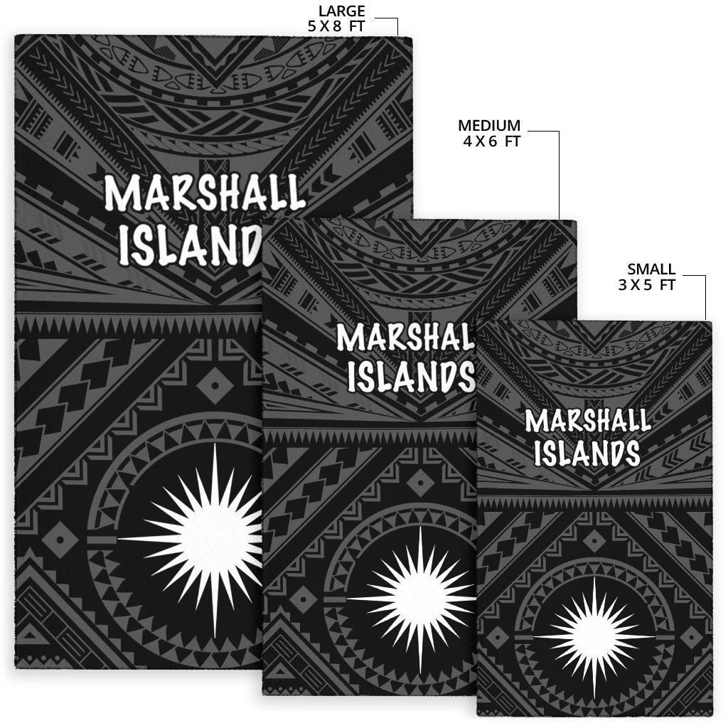 Marshall Area Rug - Marshall Seal With Polynesian Tattoo Style (Black) - Vibe Hoodie Shop