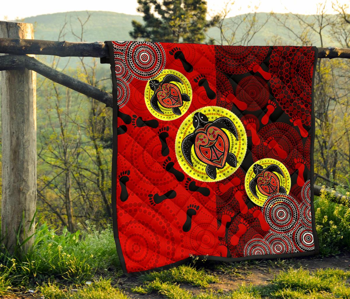 Premium Quilt - Aboriginal Dot Painting Quilt Turtle - Vibe Hoodie Shop