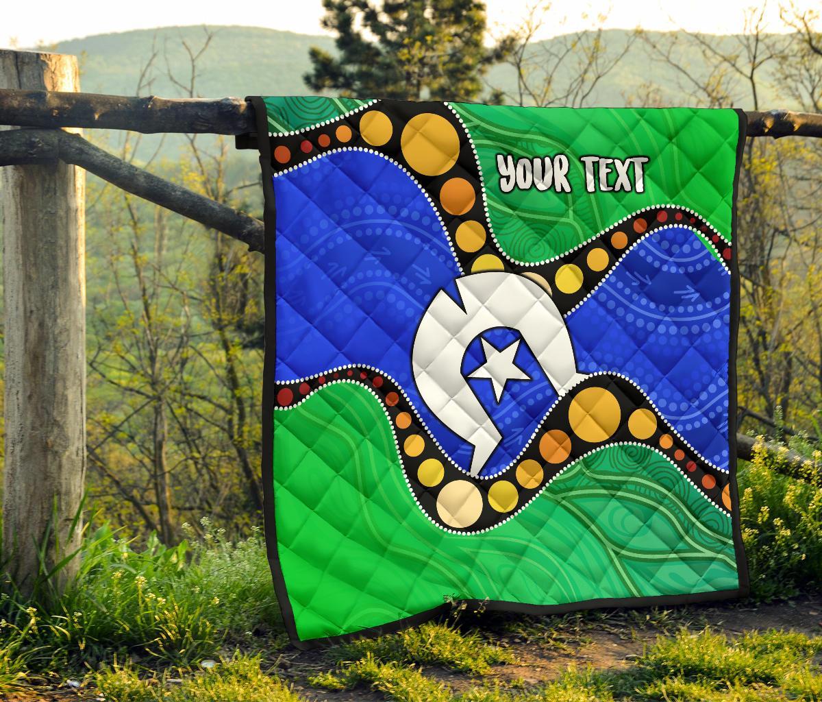 Custom Torres Strait Islands Premium Quilt - Flag with Aboriginal Patterns - Vibe Hoodie Shop