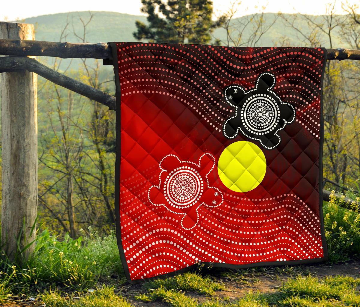 Aboriginal Premium Quilt - Indigenous Circle Dot Painting Style - - Vibe Hoodie Shop