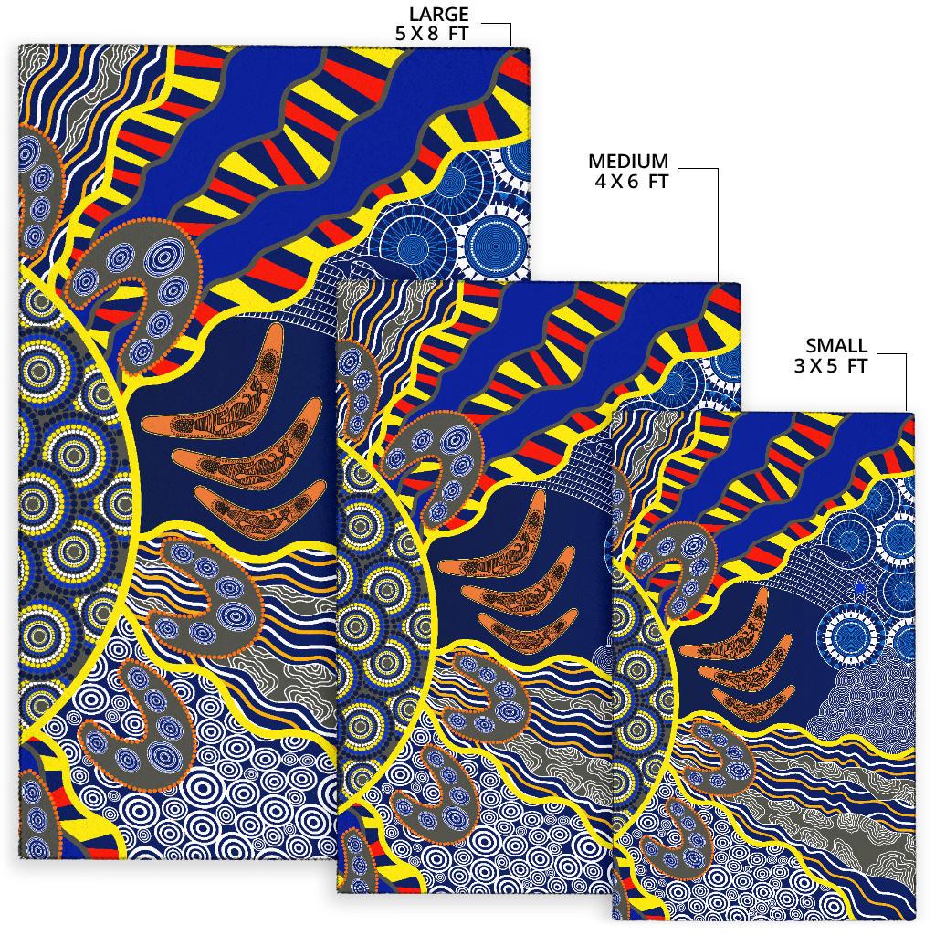 Aboriginal Area Rug, Australian Boomerang Dot Painting Art - Vibe Hoodie Shop